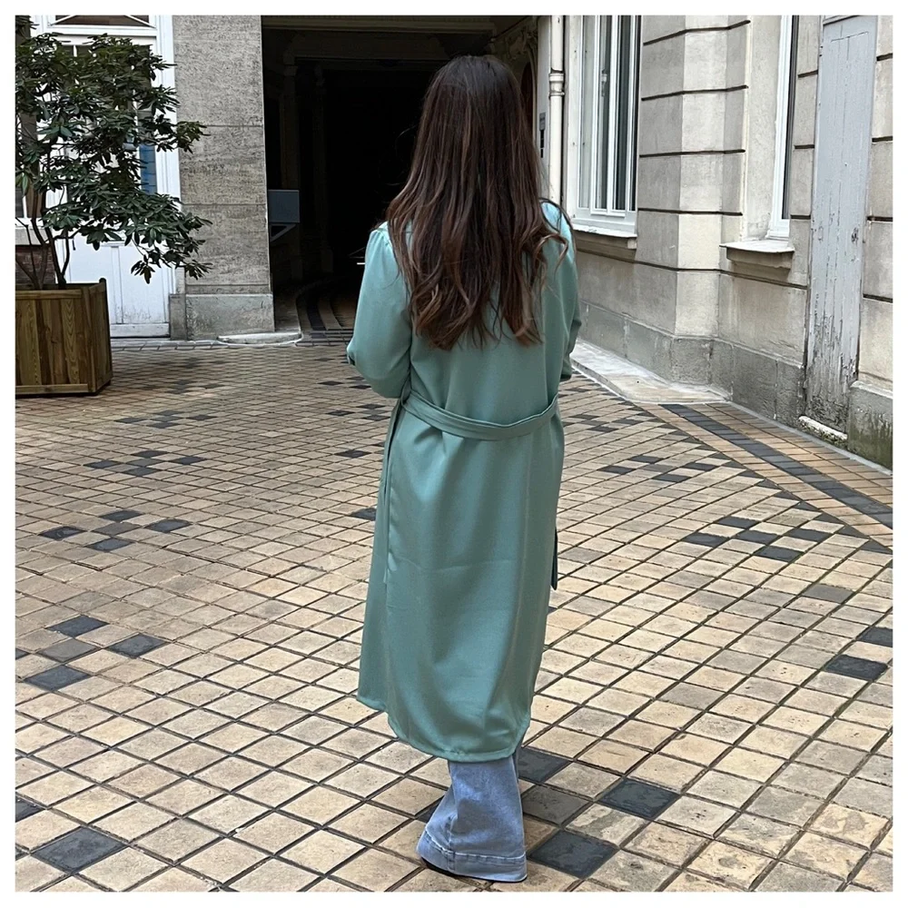 46 Made in France Fabulous Spring Belted Trench Coat jacket - Picture 6 of 7